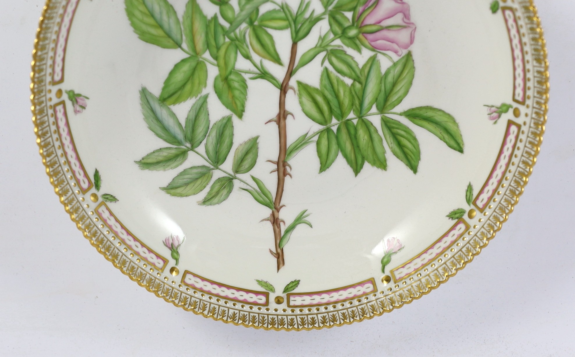 A Royal Copenhagen Flora Danica deep dish, c.1956 and a Copenhagen coffee cup, 19th century, (2)